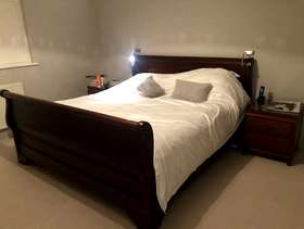 Freecycle Dark wood Sleigh Bed frame