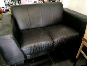 Freecycle Two seater black leather sofa