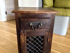 Freecycle Balinese style walnut bedside table
