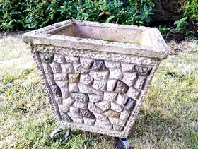 Freecycle Grey square stone plant pot
