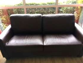 Freecycle Brown Faux Leather Three Seater Sofa