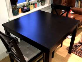 Freecycle Ikea Bjursta 4 seater Black Table and two chairs