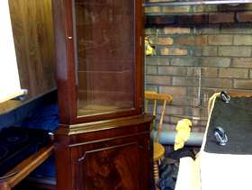 Freecycle Mahogany corner display cabinet