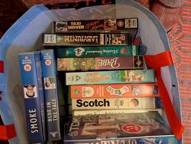 Freecycle Large carrier bag of mostly VHS tapes,