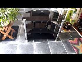 Freecycle Black and chrome tv stand. Can be used as.table also