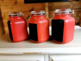 Freecycle Upcycled large Kilner storage jars with chalkboard signage