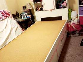 Freecycle Twin bedframe with shelves and drawers