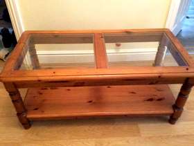 Freecycle Glass Pine Coffee Table