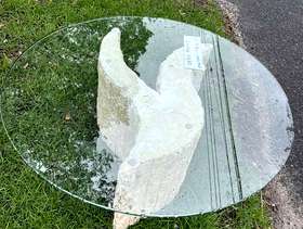 Freecycle Mactan glass top coffee table