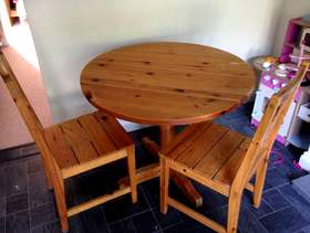 Freecycle Folding pine table and two chairs