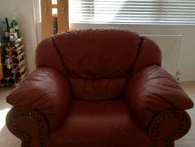 Freecycle Leather suite 2 x 2 seaters and 1 armchair, very ...