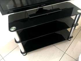 Freecycle Black glass tv stand / storage unit