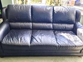 Freecycle Black Leather Sofa 3-seater New Malden free if collect