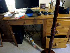 Freecycle Solid Pine Desk and matching 2 drawer cabinet