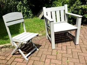 Freecycle Large wooden chair with matching folding chair