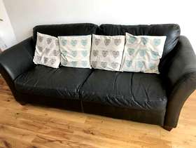 Freecycle Black 3 seater leather sofa