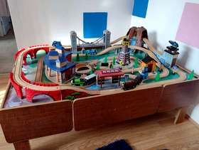 Freecycle Wooden train set and play table.