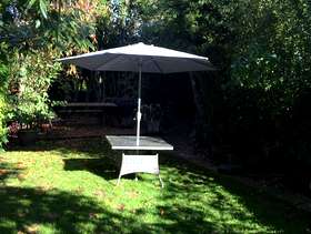 Freecycle Garden Glass Topped Table and Parasol