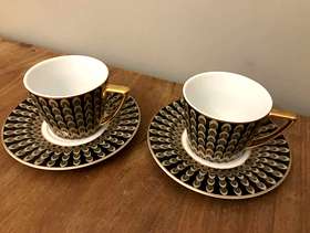 Freecycle 2 black and gold cups and saucers (brand new)