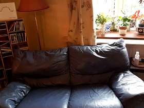 Freecycle Navy blue leather sofas, two and three seaters
