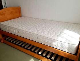 Freecycle Single wooden bed with truckle bed and 2 mattresses