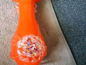 Freecycle Vintage Murano Glass Large Orange Vase 9.5 inches