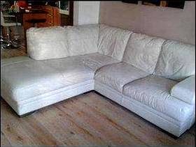 Freecycle White Leather Corner Sofa