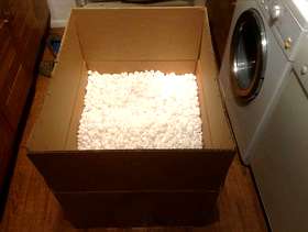 Freecycle Big box full of polystyrene packing chips.