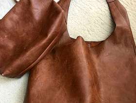 Freecycle Stylish Tan Leather Shoulder Bag with smaller inner shoulder bag.