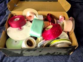 Freecycle Large shoe box of assorted ribbons