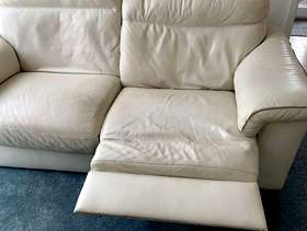 Freecycle 3 Seater recliner Cream Leather Sofa