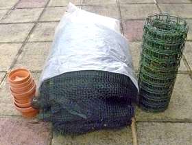 Freecycle Garden Netting and clay flower pots