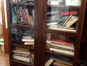 Freecycle Wood and glass cabinet