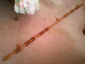Freecycle Light Wooden Curtain Pole,fittings and rings.