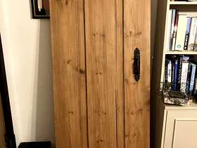 Freecycle Pine door with wrought iron handle