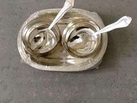Freecycle Silver Plated Condiments Tray with 2 bowls and 2 spoons ...