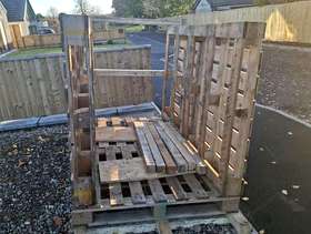 Freecycle Large shipping crate made out of wooden pallets.
