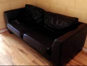 Freecycle Dark Brown Leather 3 person sofa for a good home!