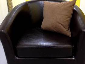 Freecycle Brown leather-look tub chair (Collection from BR3 ONLY)