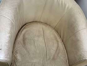 Freecycle 2x cream leather bucket chairs