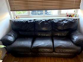 Freecycle Black Leather 3 seat sofa