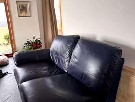 Freecycle Two navy blue leather sofas. Free to uplift.