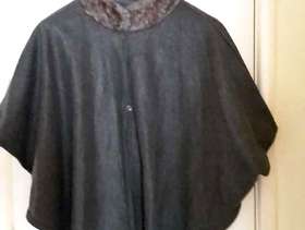 Freecycle Cape with Faux Fur Trim at Neck