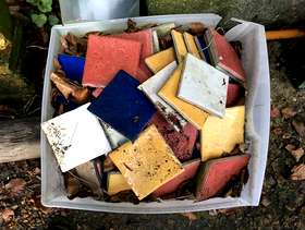 Freecycle Box of ceramic multi-coloured tiles