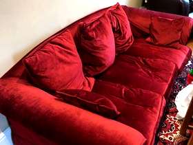 Freecycle Red Velvet Laura Ashley Sofa