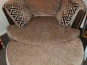 Freecycle DFS Swivel Loveseat with half moon stool