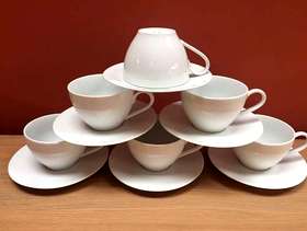 Freecycle Six cups and saucers. Marks and Spencer Maxim range.
