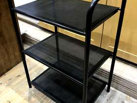 Freecycle IKEA Metal floor standing shelf unit - black painted