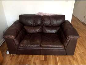 Freecycle 2 and 3 seater brown leather sofa