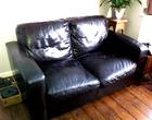 Freecycle Dark brown real leather sofa, 2-seater, DFS
